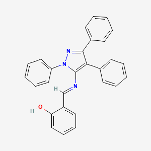 molecular formula C28H21N3O B11544908 2-{(E)-[(1,3,4-triphenyl-1H-pyrazol-5-yl)imino]methyl}phenol 