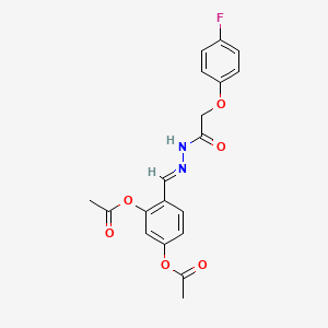 5-(Acetyloxy)-2-[(E)-{[2-(4-fluorophenoxy)acetamido]imino}methyl]phenyl acetate