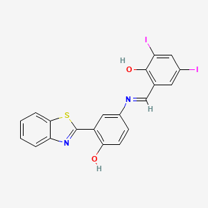 2-[(Z)-{[3-(1,3-benzothiazol-2-yl)-4-hydroxyphenyl]imino}methyl]-4,6-diiodophenol