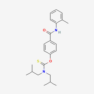 molecular formula C23H30N2O2S B11544938 O-{4-[(2-methylphenyl)carbamoyl]phenyl} bis(2-methylpropyl)carbamothioate 