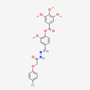 molecular formula C26H25ClN2O8 B11544940 4-[(E)-{2-[(4-chlorophenoxy)acetyl]hydrazinylidene}methyl]-2-methoxyphenyl 3,4,5-trimethoxybenzoate 