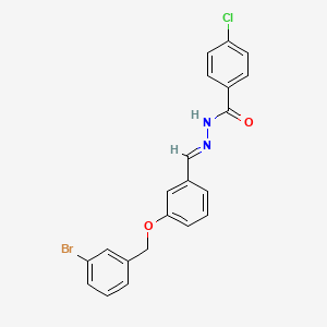 molecular formula C21H16BrClN2O2 B11545004 N'-[(E)-{3-[(3-bromobenzyl)oxy]phenyl}methylidene]-4-chlorobenzohydrazide 