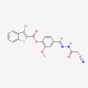 4-{(E)-[2-(cyanoacetyl)hydrazinylidene]methyl}-2-methoxyphenyl 3-chloro-1-benzothiophene-2-carboxylate