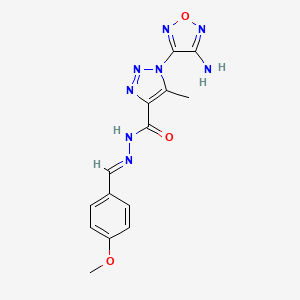 molecular formula C14H14N8O3 B11545265 1-(4-amino-1,2,5-oxadiazol-3-yl)-N'-[(E)-(4-methoxyphenyl)methylidene]-5-methyl-1H-1,2,3-triazole-4-carbohydrazide 