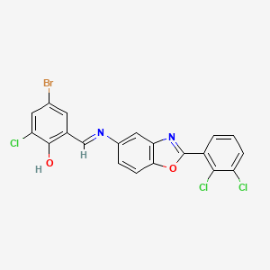 4-bromo-2-chloro-6-[(E)-{[2-(2,3-dichlorophenyl)-1,3-benzoxazol-5-yl]imino}methyl]phenol