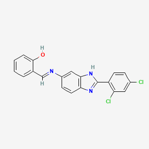 2-[(E)-{[2-(2,4-dichlorophenyl)-1H-benzimidazol-6-yl]imino}methyl]phenol