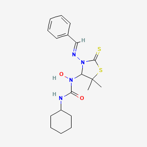 3-cyclohexyl-1-(5,5-dimethyl-3-{[(E)-phenylmethylidene]amino}-2-thioxo-1,3-thiazolidin-4-yl)-1-hydroxyurea