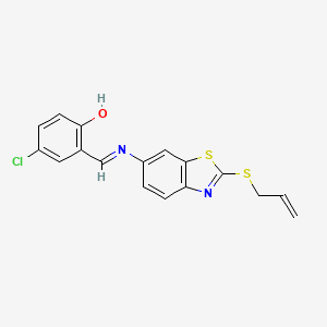 4-chloro-2-[(E)-{[2-(prop-2-en-1-ylsulfanyl)-1,3-benzothiazol-6-yl]imino}methyl]phenol