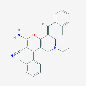 (8E)-2-amino-6-ethyl-8-(2-methylbenzylidene)-4-(2-methylphenyl)-5,6,7,8-tetrahydro-4H-pyrano[3,2-c]pyridine-3-carbonitrile