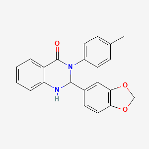 molecular formula C22H18N2O3 B11545836 2-(1,3-benzodioxol-5-yl)-3-(4-methylphenyl)-2,3-dihydroquinazolin-4(1H)-one 