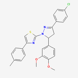 2-[3-(4-chlorophenyl)-5-(3,4-dimethoxyphenyl)-4,5-dihydro-1H-pyrazol-1-yl]-4-(4-methylphenyl)-1,3-thiazole