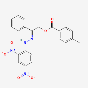 molecular formula C22H18N4O6 B11545865 (2E)-2-[2-(2,4-dinitrophenyl)hydrazinylidene]-2-phenylethyl 4-methylbenzoate 