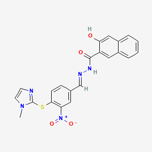 molecular formula C22H17N5O4S B11545885 3-hydroxy-N'-[(E)-{4-[(1-methyl-1H-imidazol-2-yl)sulfanyl]-3-nitrophenyl}methylidene]naphthalene-2-carbohydrazide 