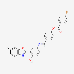 4-[(E)-{[4-hydroxy-3-(6-methyl-1,3-benzoxazol-2-yl)phenyl]imino}methyl]phenyl 4-bromobenzoate