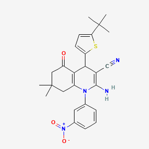 2-Amino-4-(5-tert-butylthiophen-2-yl)-7,7-dimethyl-1-(3-nitrophenyl)-5-oxo-1,4,5,6,7,8-hexahydroquinoline-3-carbonitrile