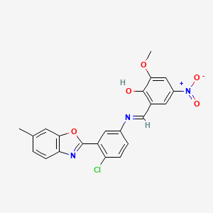 2-[(E)-{[4-chloro-3-(6-methyl-1,3-benzoxazol-2-yl)phenyl]imino}methyl]-6-methoxy-4-nitrophenol