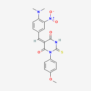 (5E)-5-[4-(dimethylamino)-3-nitrobenzylidene]-1-(4-methoxyphenyl)-2-thioxodihydropyrimidine-4,6(1H,5H)-dione