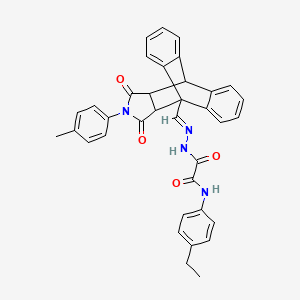 N-(4-Ethylphenyl)-2-[(2E)-2-{[17-(4-methylphenyl)-16,18-dioxo-17-azapentacyclo[6.6.5.0~2,7~.0~9,14~.0~15,19~]nonadeca-2,4,6,9,11,13-hexaen-1-YL]methylene}hydrazino]-2-oxoacetamide