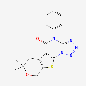 12,12-dimethyl-7-phenyl-13-oxa-16-thia-2,3,4,5,7-pentazatetracyclo[7.7.0.02,6.010,15]hexadeca-1(9),3,5,10(15)-tetraen-8-one