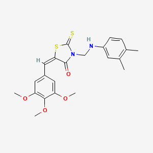 molecular formula C22H24N2O4S2 B11545986 (5E)-3-{[(3,4-dimethylphenyl)amino]methyl}-2-thioxo-5-(3,4,5-trimethoxybenzylidene)-1,3-thiazolidin-4-one 