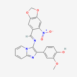 2-methoxy-4-(3-{[(E)-(6-nitro-1,3-benzodioxol-5-yl)methylidene]amino}imidazo[1,2-a]pyridin-2-yl)phenol