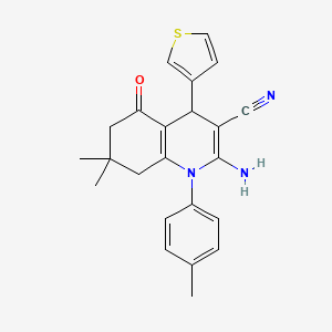 2-Amino-7,7-dimethyl-1-(4-methylphenyl)-5-oxo-4-(thiophen-3-yl)-1,4,5,6,7,8-hexahydroquinoline-3-carbonitrile