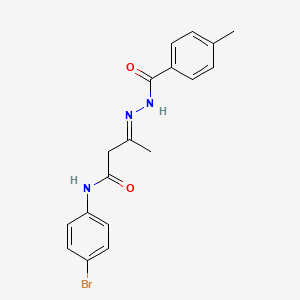 (3E)-N-(4-bromophenyl)-3-{2-[(4-methylphenyl)carbonyl]hydrazinylidene}butanamide