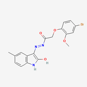 2-(4-bromo-2-methoxyphenoxy)-N'-[(3Z)-5-methyl-2-oxo-1,2-dihydro-3H-indol-3-ylidene]acetohydrazide