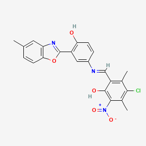 4-chloro-2-[(E)-{[4-hydroxy-3-(5-methyl-1,3-benzoxazol-2-yl)phenyl]imino}methyl]-3,5-dimethyl-6-nitrophenol