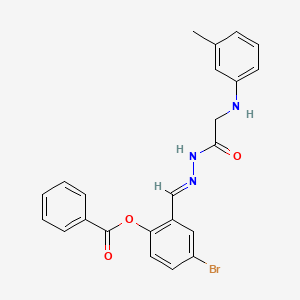 molecular formula C23H20BrN3O3 B11546362 4-Bromo-2-[(E)-({2-[(3-methylphenyl)amino]acetamido}imino)methyl]phenyl benzoate 