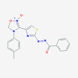 molecular formula C19H15N5O3S B115467 N-[[4-[4-(4-methylphenyl)-2-oxido-5H-1,2,4-oxadiazol-2-ium-3-yl]-1,3-thiazol-2-yl]imino]benzamide CAS No. 155811-73-7