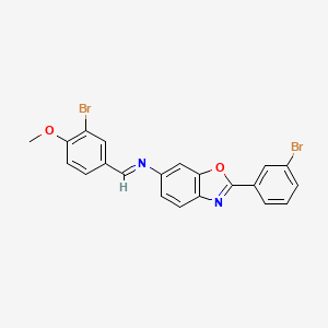 N-[(E)-(3-bromo-4-methoxyphenyl)methylidene]-2-(3-bromophenyl)-1,3-benzoxazol-6-amine