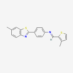 molecular formula C20H16N2S2 B11546941 4-(6-methyl-1,3-benzothiazol-2-yl)-N-[(E)-(3-methylthiophen-2-yl)methylidene]aniline 