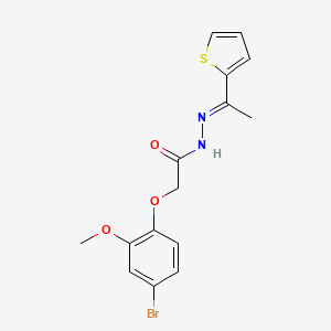 molecular formula C15H15BrN2O3S B11546983 2-(4-bromo-2-methoxyphenoxy)-N'-[(1E)-1-(thiophen-2-yl)ethylidene]acetohydrazide 