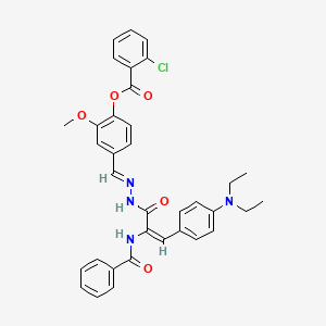 molecular formula C35H33ClN4O5 B11546999 4-[(E)-(2-{(2E)-3-[4-(diethylamino)phenyl]-2-[(phenylcarbonyl)amino]prop-2-enoyl}hydrazinylidene)methyl]-2-methoxyphenyl 2-chlorobenzoate 