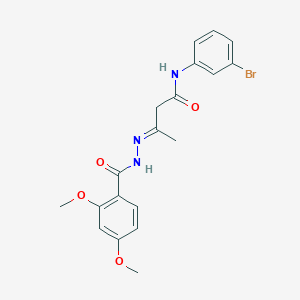 molecular formula C19H20BrN3O4 B11547232 (3E)-N-(3-bromophenyl)-3-{2-[(2,4-dimethoxyphenyl)carbonyl]hydrazinylidene}butanamide 