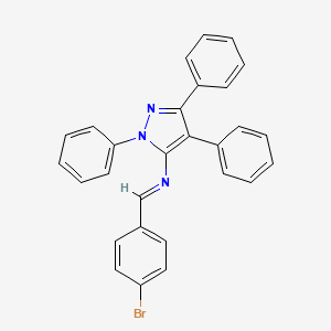 molecular formula C28H20BrN3 B11547234 N-[(E)-(4-bromophenyl)methylidene]-1,3,4-triphenyl-1H-pyrazol-5-amine 