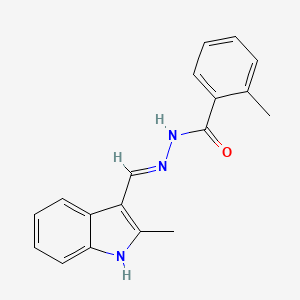 molecular formula C18H17N3O B11547236 2-methyl-N'-[(2-methyl-1H-indol-3-yl)methylene]benzohydrazide 