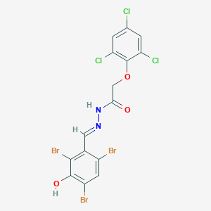 molecular formula C15H8Br3Cl3N2O3 B11547265 N'-[(E)-(2,4,6-tribromo-3-hydroxyphenyl)methylidene]-2-(2,4,6-trichlorophenoxy)acetohydrazide 