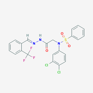 molecular formula C22H16Cl2F3N3O3S B11547272 N-(3,4-Dichlorophenyl)-N-({N'-[(E)-[2-(trifluoromethyl)phenyl]methylidene]hydrazinecarbonyl}methyl)benzenesulfonamide 