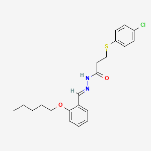 molecular formula C21H25ClN2O2S B11547308 3-[(4-Chlorophenyl)sulfanyl]-N'-[(E)-[2-(pentyloxy)phenyl]methylidene]propanehydrazide 