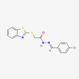 molecular formula C16H12BrN3OS2 B11547370 2-(1,3-benzothiazol-2-ylsulfanyl)-N'-[(E)-(4-bromophenyl)methylidene]acetohydrazide 