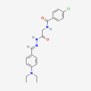 molecular formula C20H23ClN4O2 B11547373 4-Chloro-N-(2-(2-(4-(diethylamino)benzylidene)hydrazino)-2-oxoethyl)benzamide 