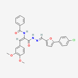 molecular formula C29H24ClN3O5 B11547385 N-[(1E)-3-[(2E)-2-{[5-(4-chlorophenyl)furan-2-yl]methylidene}hydrazinyl]-1-(3,4-dimethoxyphenyl)-3-oxoprop-1-en-2-yl]benzamide 