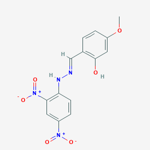 molecular formula C14H12N4O6 B11547397 2-{(E)-[2-(2,4-dinitrophenyl)hydrazinylidene]methyl}-5-methoxyphenol 