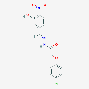 molecular formula C15H12ClN3O5 B11547407 2-(4-chlorophenoxy)-N'-[(E)-(3-hydroxy-4-nitrophenyl)methylidene]acetohydrazide 