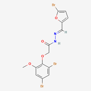 molecular formula C14H11Br3N2O4 B11547411 N'-[(E)-(5-bromofuran-2-yl)methylidene]-2-(2,4-dibromo-6-methoxyphenoxy)acetohydrazide 