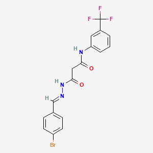 molecular formula C17H13BrF3N3O2 B11547422 3-[(2E)-2-(4-bromobenzylidene)hydrazinyl]-3-oxo-N-[3-(trifluoromethyl)phenyl]propanamide 