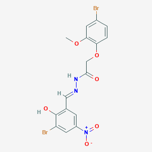 molecular formula C16H13Br2N3O6 B11547437 N'-[(E)-(3-bromo-2-hydroxy-5-nitrophenyl)methylidene]-2-(4-bromo-2-methoxyphenoxy)acetohydrazide 