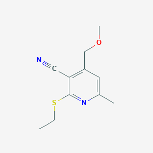 molecular formula C11H14N2OS B11547438 2-(Ethylsulfanyl)-4-(methoxymethyl)-6-methylpyridine-3-carbonitrile 